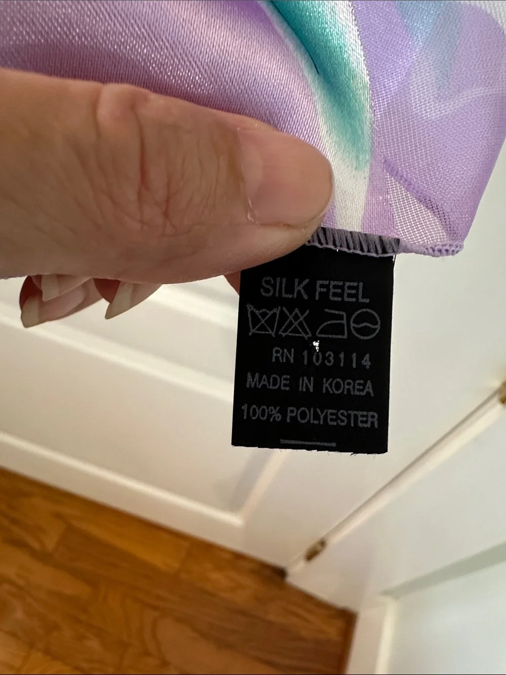 Vintage Apexx Collection Purple‎ & Green Floral Print Long Silk Feel Scarf